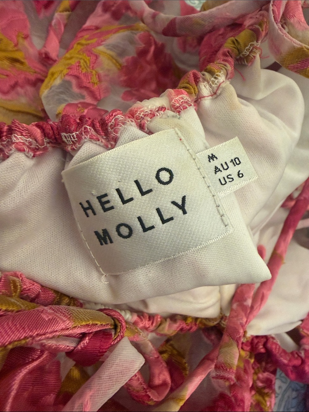 Hello Molly Pink Floral Jacquard Fabric Formal Dress US 6 M Puff Sleeves MINI - Picture 8 of 13